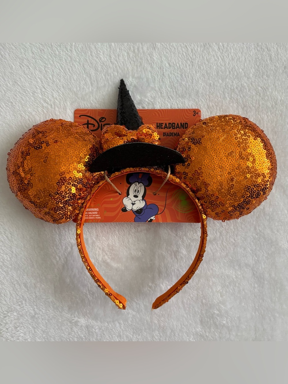 Disney Halloween Minnie Mouse Ear Witch Hat Sequin Headband NWT